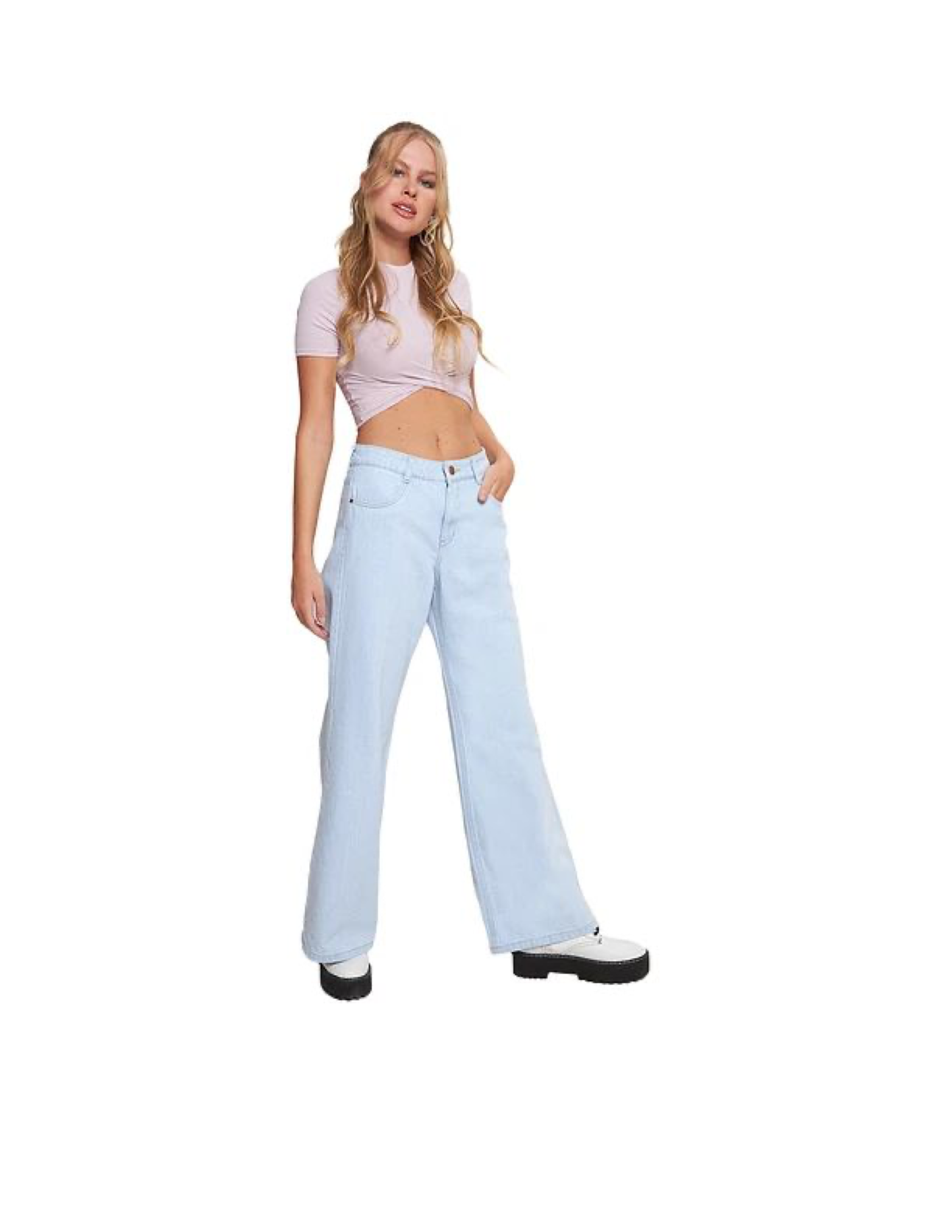 Wide Leg Jeans, Light Blue