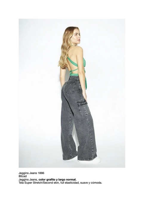 Wide Leg Jeans, Grey